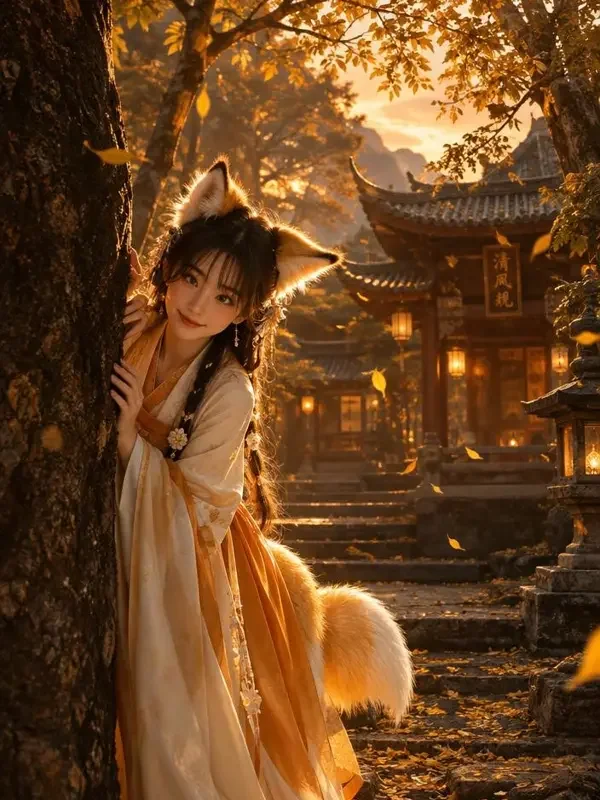 天降一只小狐狸短剧封面，穿越重生题材古装短剧